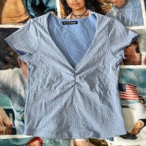 Brandy Melville Blue and White Gina Top